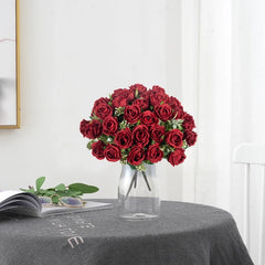 10-Head Silk Artificial Rose Flower Bundle | Premium Faux White Roses for Wedding, Vase, & Home Decor