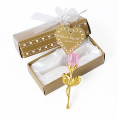 Crystal Bear Glass Rose Ornament | Eternal Artificial Flower Figurine Gift for Valentine's Day, Wedding & Christmas Decor