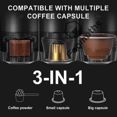 Wireless Electric Portable Espresso Coffee Machine for Car, Home, Camping - 3-in-1 Capsule and Powder Travel Coffee Maker
