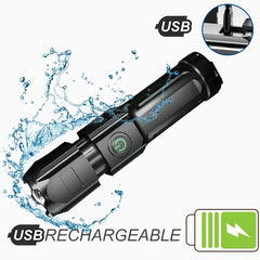 Powerful Rechargeable LED Flashlight - 100,000 Lumens Tactical Zoom Torch