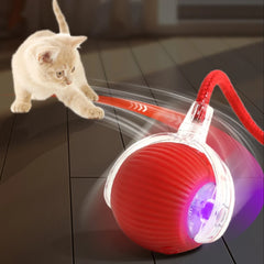 Smart USB Rolling Cat Ball – Rechargeable Interactive Toy with Tail Light & 4 Modes