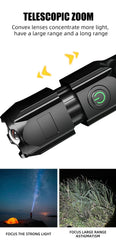 Powerful Rechargeable LED Flashlight - 100,000 Lumens Tactical Zoom Torch
