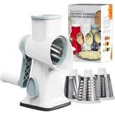 3-in-1 Rotary Cheese Vegetable Grater Nut Grinder Manual Kitchen Slicer with Clear Container for Peanut Food Prep