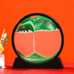 3D Moving Sand Art Picture: Round Glass Deep Sea Sandscape Hourglass for Home & Office Decor