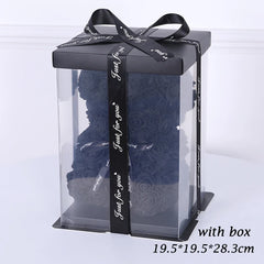 25cm Artificial Rose Flower Teddy Bear with Gift Box - Romantic Keepsake Gift for Valentine's Day, Girlfriend, & Mom