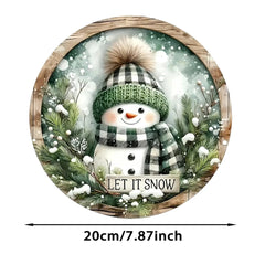 Charming Snowman Circular Wooden Sign Suitable for Home Living Room Door Decoration - Ideal Choice for Christmas and Winter