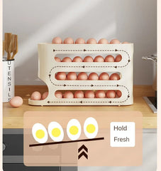 SEO Title: 2–4 Layer Slide Egg Storage Box – Ladder-Style, Large Capacity, Auto-Rolling for Refrigerator Door