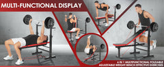 6-in-1 Adjustable Weight Bench Set with Squat Rack, Leg Developer, and Preacher Curl - 600lbs Capacity