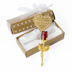 Crystal Bear Glass Rose Ornament | Eternal Artificial Flower Figurine Gift for Valentine's Day, Wedding & Christmas Decor