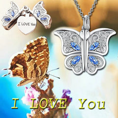 Engravable Butterfly Locket Necklace for Mom & Girlfriend - Personalized Valentine's Day Jewelry