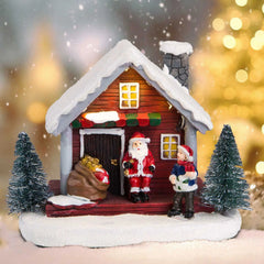 Winter Snow Christmas Village Building Santa Village Houses Decoration Figurines Light Up Home Holiday Tabletop Ornament Gifts