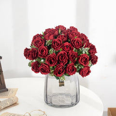 10-Head Silk Artificial Rose Flower Bundle | Premium Faux White Roses for Wedding, Vase, & Home Decor