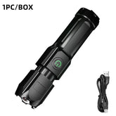 Powerful Rechargeable LED Flashlight - 100,000 Lumens Tactical Zoom Torch
