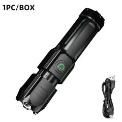 Powerful Rechargeable LED Flashlight - 100,000 Lumens Tactical Zoom Torch