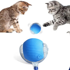 Smart USB Rolling Cat Ball – Rechargeable Interactive Toy with Tail Light & 4 Modes