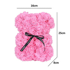 25cm Artificial Rose Flower Teddy Bear with Gift Box - Romantic Keepsake Gift for Valentine's Day, Girlfriend, & Mom