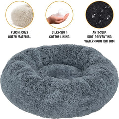 40–90cm Round Plush Pet Bed – Super Soft, Warm Dog & Cat Bed for Winter Comfort