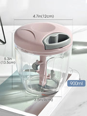 Home Kitchen Manual Ginger Grinder - Multifunctional Food, Vegetable Cutter & Meat Grinder with 500ml/900ml Capacity