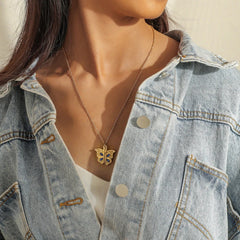 Engravable Butterfly Locket Necklace for Mom & Girlfriend - Personalized Valentine's Day Jewelry