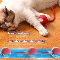 Smart USB Rolling Cat Ball – Rechargeable Interactive Toy with Tail Light & 4 Modes
