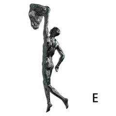 Athlete Rock Climbing Man Resin Wall Hanging Sculpture - Retro Statue Figure Decor