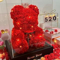 Luxury 2024 Eternal Rose Teddy Bear | Artificial Flower Keepsake Gift for Mom, Valentine's Day & Anniversary