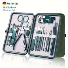 Professional Stainless Steel Manicure & Pedicure Nail Care Kit (7-18 Pc) with Travel Case
