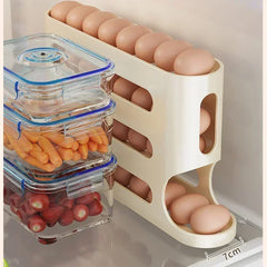 SEO Title: 2–4 Layer Slide Egg Storage Box – Ladder-Style, Large Capacity, Auto-Rolling for Refrigerator Door