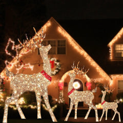 Lighted Christmas Deer Sleigh Outdoor Yard Decoration Winter Decoration for Front Yards