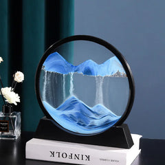 3D Moving Sand Art Picture: Round Glass Deep Sea Sandscape Hourglass for Home & Office Decor