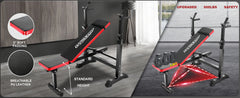 6-in-1 Adjustable Weight Bench Set with Squat Rack, Leg Developer, and Preacher Curl - 600lbs Capacity