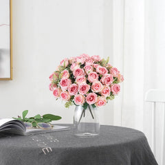 10-Head Silk Artificial Rose Flower Bundle | Premium Faux White Roses for Wedding, Vase, & Home Decor