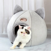 Cozy Cat Bed with Ears – Warm, Soft & Washable for All Cat Sizes.