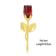 Crystal Bear Glass Rose Ornament | Eternal Artificial Flower Figurine Gift for Valentine's Day, Wedding & Christmas Decor