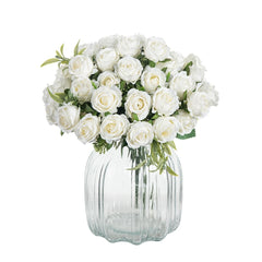 10-Head Silk Artificial Rose Flower Bundle | Premium Faux White Roses for Wedding, Vase, & Home Decor