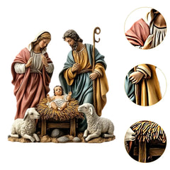 Nativity Scene Figurine Tabletop Decor - Festive Nativity Figurine Display Set for Gift, Car, Indoor Decor, Living Room, Office