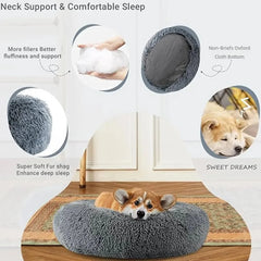 40–90cm Round Plush Pet Bed – Super Soft, Warm Dog & Cat Bed for Winter Comfort