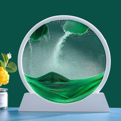 3D Moving Sand Art Picture: Round Glass Deep Sea Sandscape Hourglass for Home & Office Decor