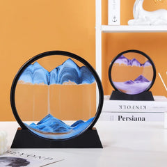 3D Moving Sand Art Picture: Round Glass Deep Sea Sandscape Hourglass for Home & Office Decor