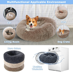 40–90cm Round Plush Pet Bed – Super Soft, Warm Dog & Cat Bed for Winter Comfort
