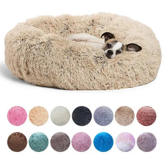 40–90cm Round Plush Pet Bed – Super Soft, Warm Dog & Cat Bed for Winter Comfort
