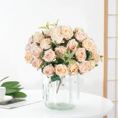 10-Head Silk Artificial Rose Flower Bundle | Premium Faux White Roses for Wedding, Vase, & Home Decor