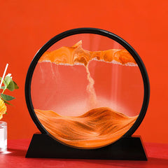 3D Moving Sand Art Picture: Round Glass Deep Sea Sandscape Hourglass for Home & Office Decor