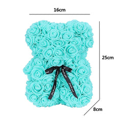 25cm Artificial Rose Flower Teddy Bear with Gift Box - Romantic Keepsake Gift for Valentine's Day, Girlfriend, & Mom