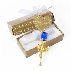 Crystal Bear Glass Rose Ornament | Eternal Artificial Flower Figurine Gift for Valentine's Day, Wedding & Christmas Decor