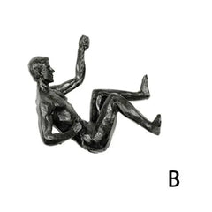 Athlete Rock Climbing Man Resin Wall Hanging Sculpture - Retro Statue Figure Decor