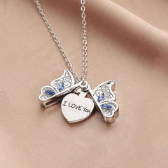Engravable Butterfly Locket Necklace for Mom & Girlfriend - Personalized Valentine's Day Jewelry