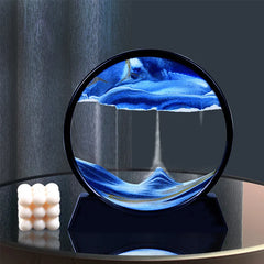 3D Moving Sand Art Picture: Round Glass Deep Sea Sandscape Hourglass for Home & Office Decor