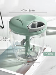 Home Kitchen Manual Ginger Grinder - Multifunctional Food, Vegetable Cutter & Meat Grinder with 500ml/900ml Capacity