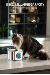 3.2L Stainless Steel Pet Water Feeder - Auto Cat Fountain Smart Dog Water Dispenser with Visual Window Drinking Bowl Pet Accessories